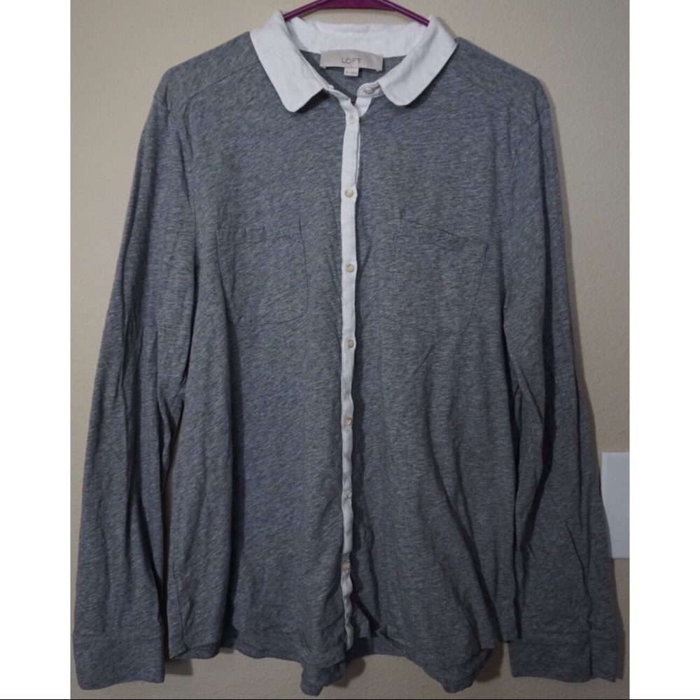 LOFT Button Down Long Sleeve Blouse Dress Shirt - Picture 2 of 7